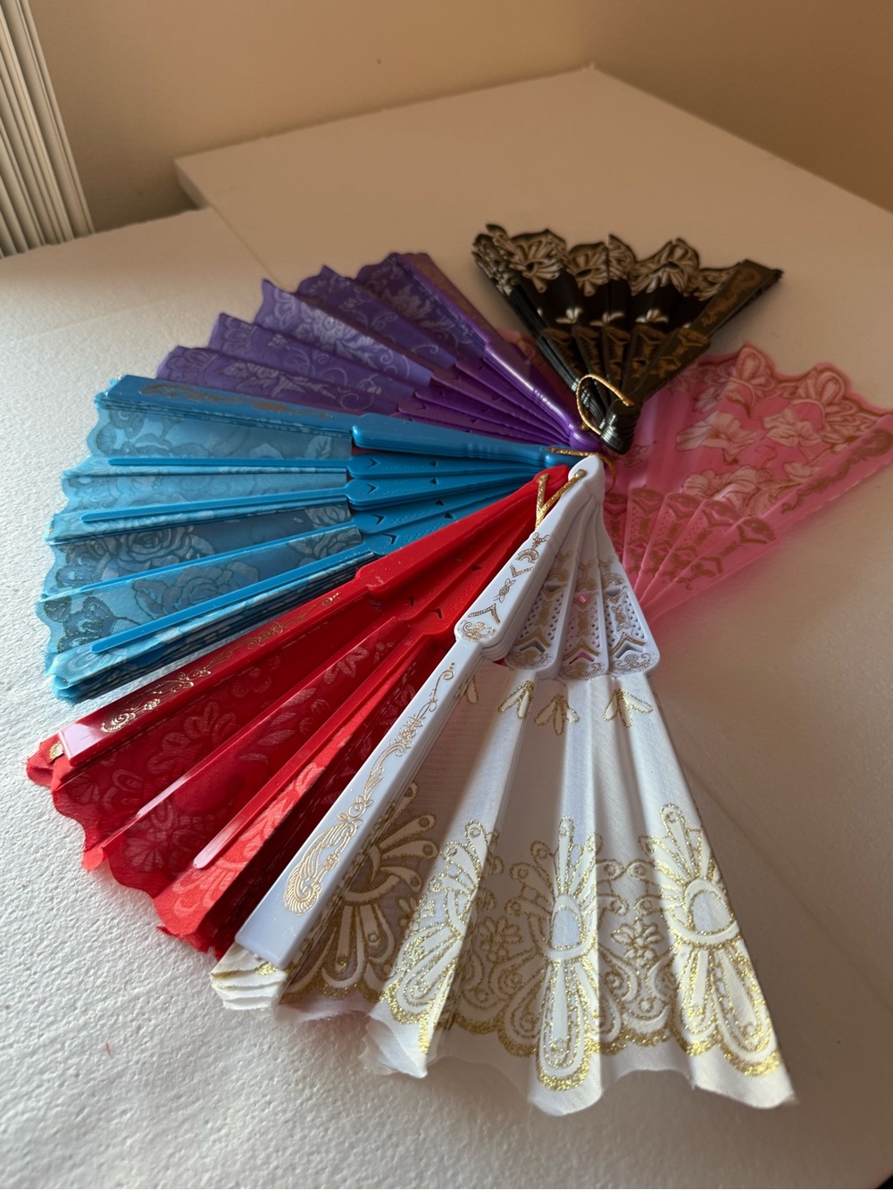 Assorted Decorative Hand Fans - Multicolor Set of 6.